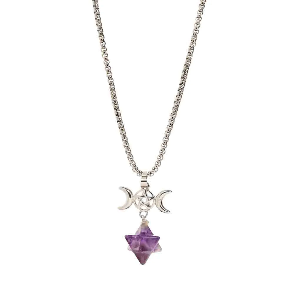 Amethyst with Pentacle & Crescent Moon
