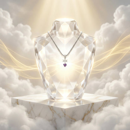 Amethyst with Pentacle & Crescent Moon