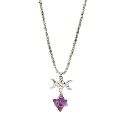 Amethyst with Pentacle & Crescent Moon