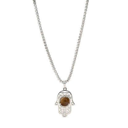 Tiger Eye in Hamsa Hand